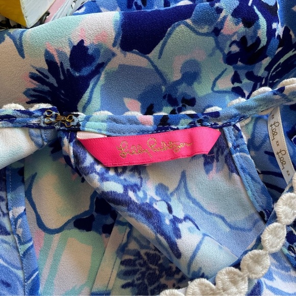 Lilly Pulitzer Blue and White Mini Dress with Crochet Detail - Picture 6 of 7